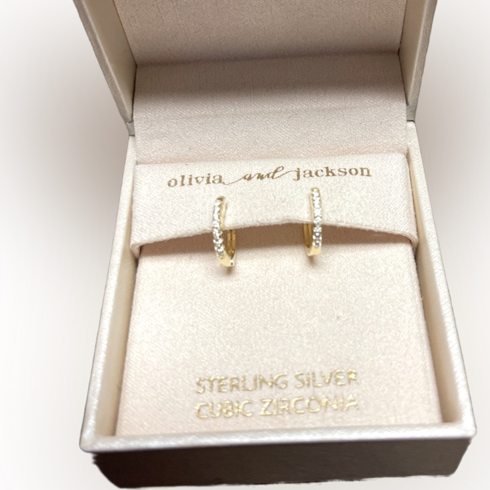 Brand Olivia and Jackson sterling silver and cubic zirconia mini loops